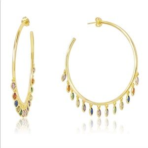 Melinda Maria Large Marquise Gem Hoops